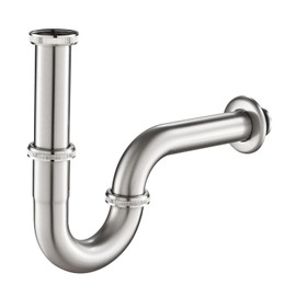 OUGOO Bathroom Sink P Trap, 1 1/4 Bathroom Basin Sink Waste Trap Drain Kit with Flange and Slip Joint Extension Tube Drain Tailpiece, Adjustable Height, Chrome