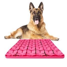 MOOGROU Snuffle Mat for Dogs16“x16”,Premium Silicone Dog Food matInteractive Feed Game for Boredom,Encourages Natural Foraging Skills and Stress Relief for Large Dogs Smell Training Slow Feed Mat P