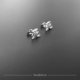 Death Kanji Stud Earrings for Japanese Stainless Steel Black Earring for Men Women, Stainless Steel, No Gemstone