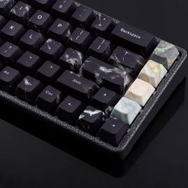 JOMKIZ PBT Keycaps - Magnetic Gaming Keyboard Keycaps Set, 131 Keys Cherry Profile Dye-Sub Custom Keycap, Marble Style Key Caps for 60%, 65%, 75%, 100% Cherry MX Mechanical Keyboard (Black)