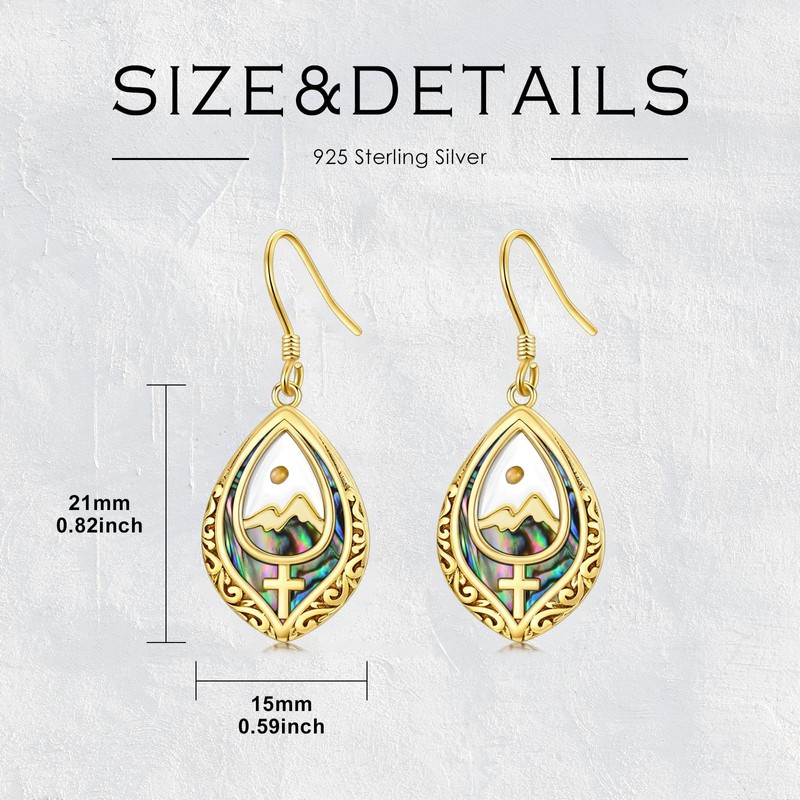 Mustard Seed Cross Earrings Sterling Silver 14K Gold Plated Faith