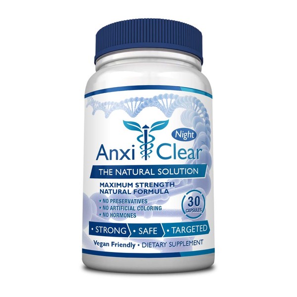 Consumer Health AnxiClear Night - Boosts Mood, Calms the Mind, Elevates Serotonin Levels - 5-HTP, L-thianine - 30 Capsules - Made in the USA