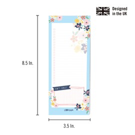 Pukka Pad Carpe Diem To-Do List - Magnetic Memo Pad for Groceries, Chores, & More - Sticks to Refrigerator or Other Metal Surfaces - 60 Tear-Off Sheets of 100GSM Paper, 8.5 x 3.5in, Ditsy Floral