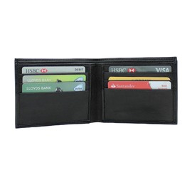 RAS Mens Slim Classic Bifold 6 Cards Wallet Genuine Leather Billfold Wallet 125 Black