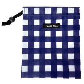 Deodorizing Drawstring Bag, Small, Antibacterial, Gingham Navy