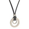 JczR.Y Leather Necklace for Men Double Circle Rings Leather Rope