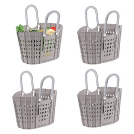 Parlynies Collapsible Laundry Basket with Handle, Portable Outdoor Picnic Basket/Crater, Foldable Shopping Basket, Pack of 4