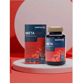 Meta Men Probióticos, Fibra Prebiótica, L-arginina 30caps Sabor Sin Sabor