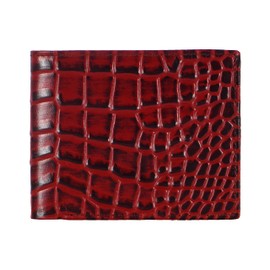 Men's Premium Red Waxed Crocodile Print Leather Wallet Credit Cards Holder Purse 0524