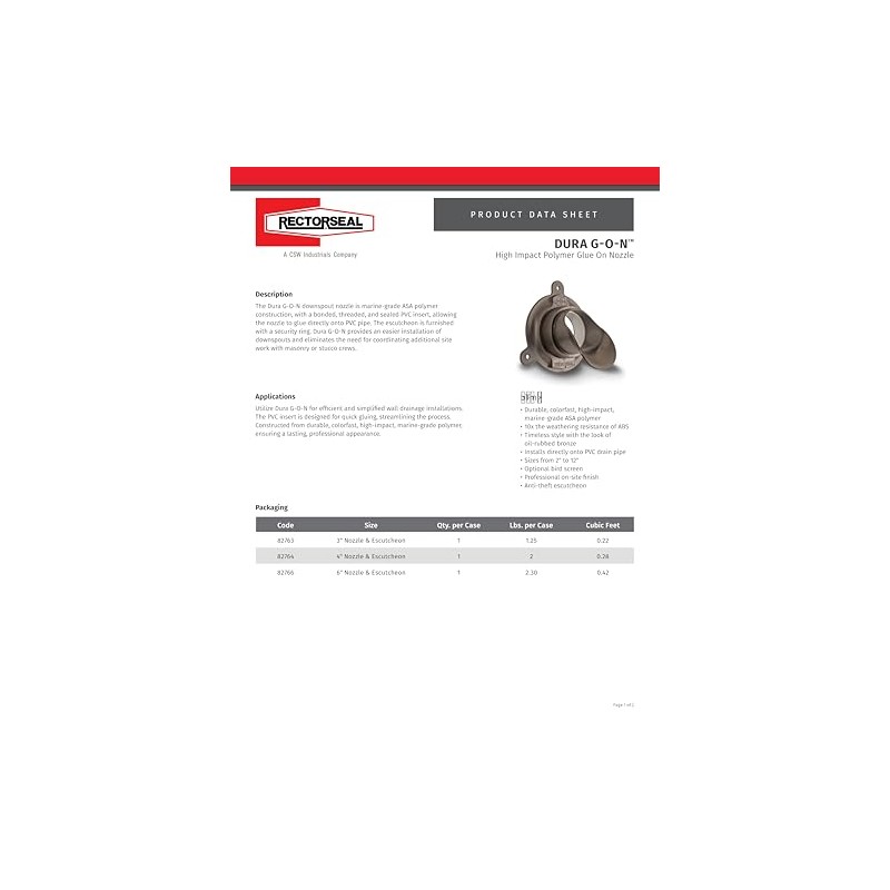 RectorSeal Dura G-O-N 82766 Nozzle & Escutcheon, Direct Install, Plumbing,