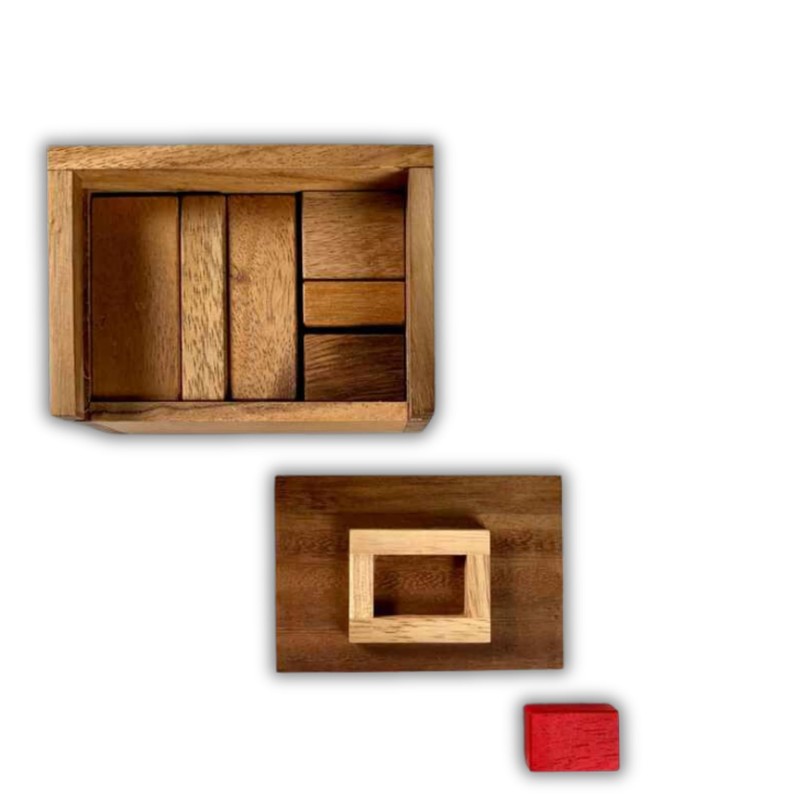 Difficult Puzzle for Adults - Hide The Red Stone Wood