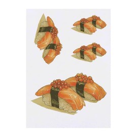 4 x 'Salmon Nigiri Topped with Ikura' Temporary Tattoos - Water Resistant, Skin-Safe, Non-Toxic Transfers, Mixed Sizes (TO00084030)