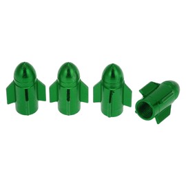 HEROFFIX 4 Pcs Rocket Style Tire Valve Stem Caps Decorative Tyre Valve Dust Covers 7x25.4mm Green Aluminum Alloy