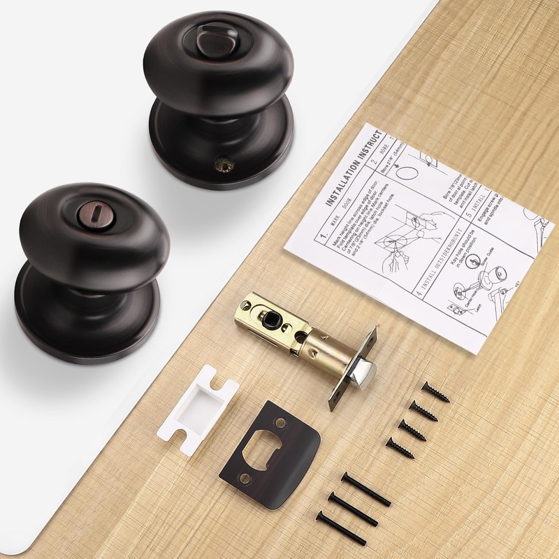 Gobrico 2 Pack Oval Oil Rubbed Bronze Door Knobs, Privacy