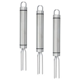 Pack of 3 jacket potato fork, stainless steel potato fork, corn fork with 3 prongs, silver, 18.3 x 1.9 cm, reusable