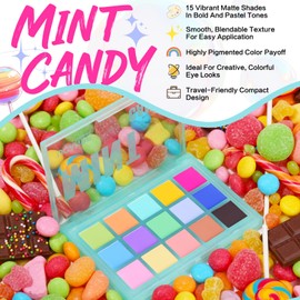 UCANBE Colorful Matte Makeup Eyeshadow Palette, 15 Shades Vibrant MACARON Pastel Eye Shadow Pallet, High Pigmented Blendable Rainbow Make Up Plattet Kit - Mint Candy