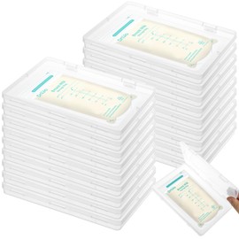 18 Pcs Clear Flat Breast Milk Freezer Storage Organizer Space Saving Breastmilk Storage Breastmilk Freezer Tray Breastfeeding Bag Organization, 7.48 x 5.11 x 0.67 in