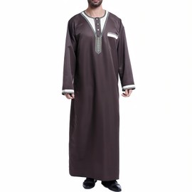 Musuly Men's Kaftan - Traditional Thobe Abaya Djellaba, dark brown