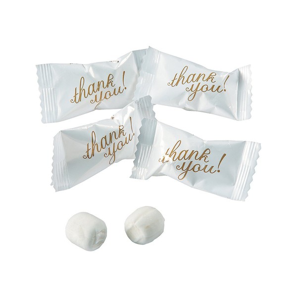 Fun Express Thank You Mints Individually Wrapped Bulk - Pack of 108 Butter Mints Bulk Perfect for Weddings and Events - Gold-Printed Thank You Mint Candy Bulk, Say Thanks in Style with Butter Mint