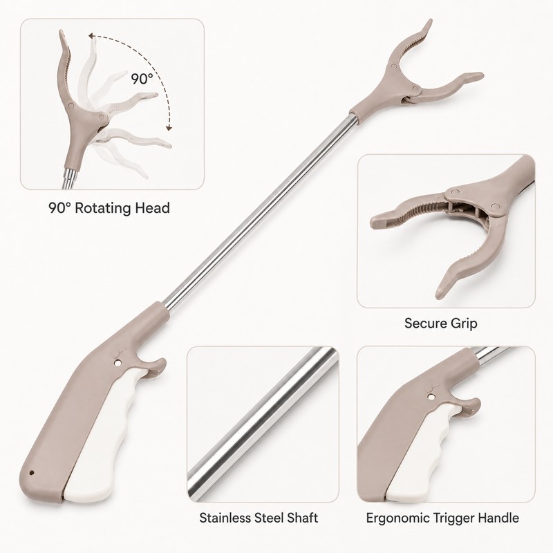 15.8-Inch Reacher Grabber for Home & Outdoor Use – Rotating