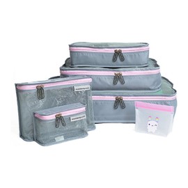 MUMI Piccolo Packing Bundle - Set of 6 Luggage Organizer Bags, Baby Travel Essential (Pink)