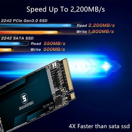 SSD 1TB M.2 2242 NVMe SHARKSPEED PCIe Gen3.0x4 Mini SSD Internal 3D NAND Read up to 2200MB/s