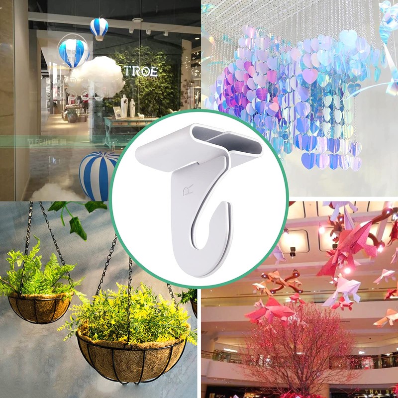 Gansita 15 Pair Drop Ceiling Hooks for Hanging, White Heavy