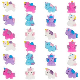Cllayees 24 Pcs Squishy Toys, Unicorn Kawaii Mochi Squishies, Unicorn Party Favors Stress Relief Toys, Goodie Bags Christmas Birthday Gifts Classroom Prizes for Kids (Unicorn)