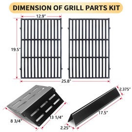 Genesis 7524 Grates 65505 Heat Deflectors 7620 Flavorizer Bars Grill Replacement Parts for Weber Genesis Parts 300 Series with Front Control Knob 7621 E-310 E-320 E-330 S-310 S320 S-330 EP-310 EP-320
