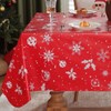 Larponder Christmas Rectangle Tablecloth Vinyl, Red Plastic Tablecloth with Bell
