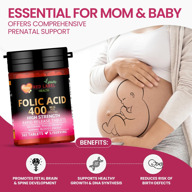 Folic Acid Tablets 400 mcg - 365 Vegan Vitamin B9