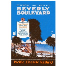 Pacific Electric Railway Motor Coach Tours: Beverly Blvd., LA Advertising Poster