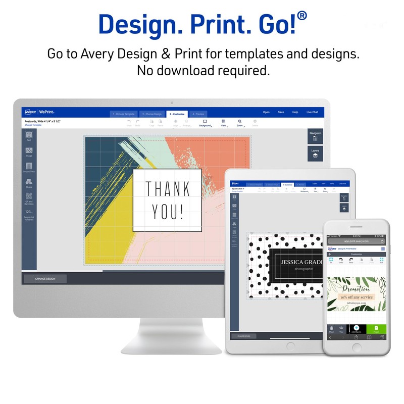 Avery Printable Rectangle Business Cards, Sure Feed Technology, 2" x