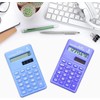 Blue Mini Basic Standard Calculators Digital Desktop Calculator, Solar Power