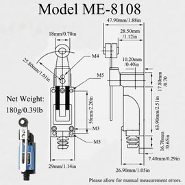 2 pieces ME-8108 adjustable IP65 waterproof roller lever arm limit switch NC-NO CNC cutter
