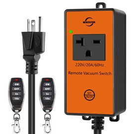 MIAOLINK 220v Automatic Remote Vacuum Switch， Wireless Remote for Dust Collector and Table Saw Tools Starter Outlet Switch, 5S 10S Delay OFF(Battery Included)