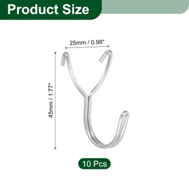 uxcell 10Pcs Pegboard Hooks, Stainless Steel 1.3 Inch Spacing Peg Board Display Hook Metal Hanging Organizer Accessories for Garage Office Kitchen Store, Silver