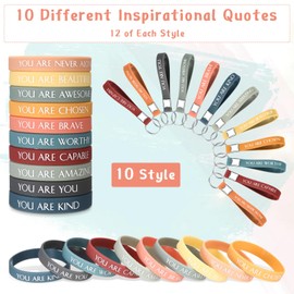 Sratte 240 Pcs Motivational Wristbands Inspirational Keychains Appreciation Gifts for Employee Teacher Cna Nurse Week(Bright)