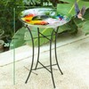 MUMTOP Glass Bird Baths for Outside, 16 Inch Width Outdoor