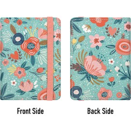 funda de pasaporte para mujeres y niños, con protección RFID, porta pasaporte (Flowers On Green)