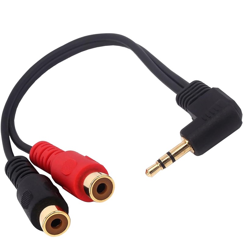 tunghey 2Pack Right Angle 3.5mm to 2RCA Adapter Cable, Gold