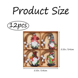 Rumyve 12 Pcs Christmas Decorations - Colorful Wooden Gnome Pendants for Tree, Festive Hanging Ornaments, Holiday Gnome Crafts, Party Decor, Children's (Style A)