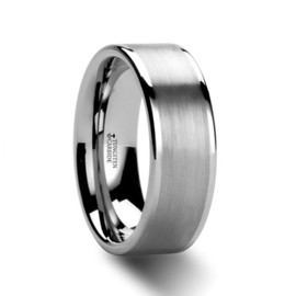 Thorsten AIRES | Tungsten Rings for Men | Tungsten | Comfort Fit | Flat Brush Finish Center Carbide Wedding Ring Band - 10mm - Size 12.5