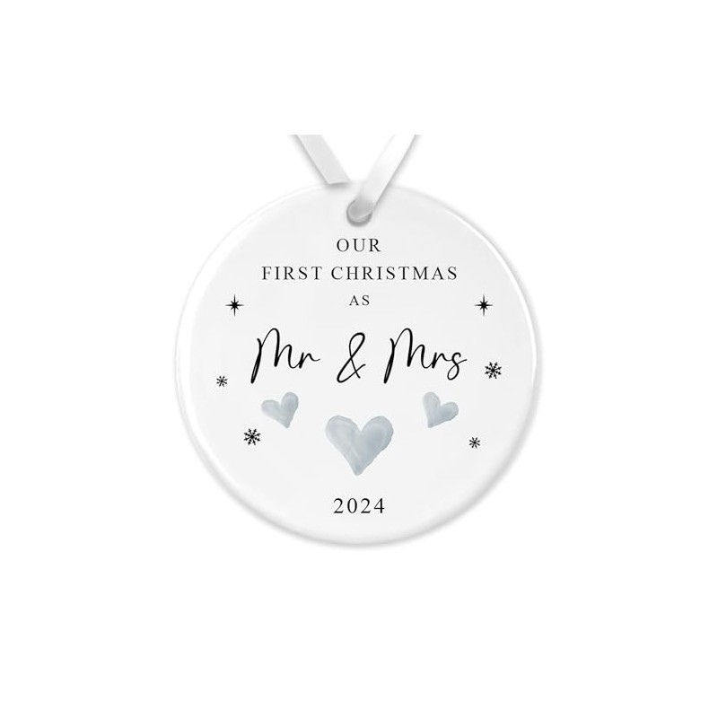 "First Christmas as Mr & Mrs" - Ceramic Bauble Ornament: