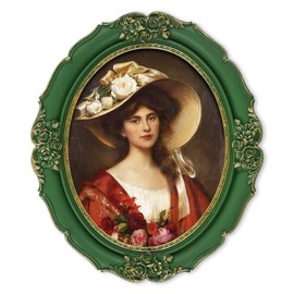 SIMON'S SHOP 8x10 Picture Frame for Wall Oval Frames Photo Frame 10x8 in Green with Gold Trim, Wedding Gifts Home Decor