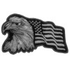 Ivamis Eagle With Waving Flag Black Silver Patriotic Iron on