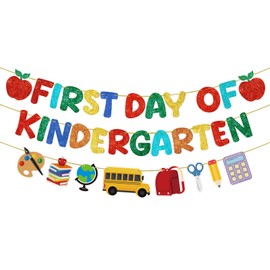 Fulmoon First Day of Kindergarten Banner Glitter Back to School