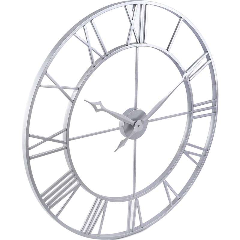 CLXEAST Large Modern 30 Inch Wall Clock Silver, Oversized Big