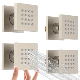 Shower Body Spray Jets with On Off Switch Adjustable Flow Showerhead Body Sprays Wall Mount Massage Spa Jet,Brushed Nickel,Flow control and 360° rotation