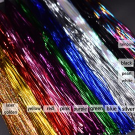 10 PCS Random Colors 1mm Width Flashabou Tinsel Flat Mylar for Fishing Flies Making